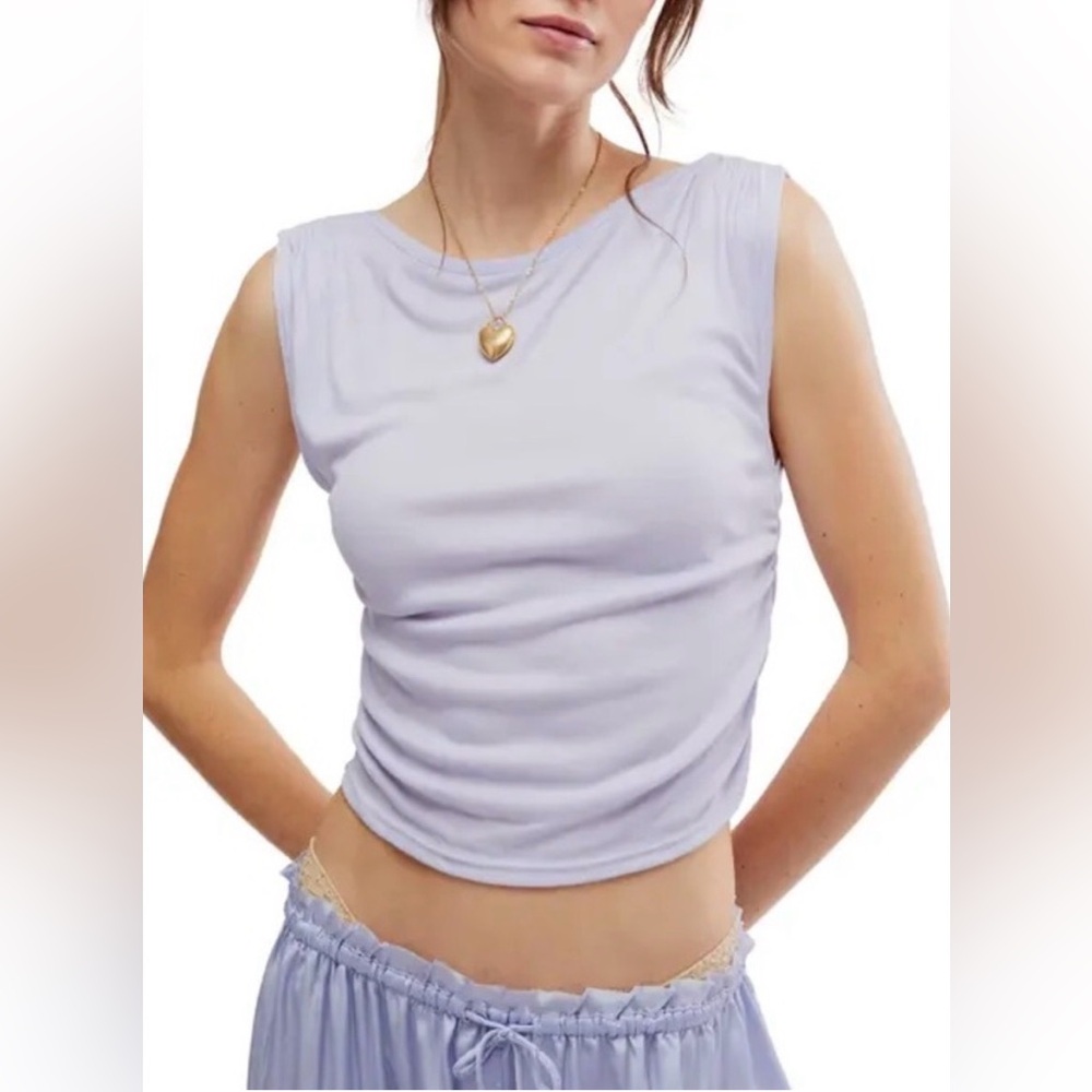 Free People Intimately Size Small Night We Met Tee Ribbed Stretch Shirt Purple